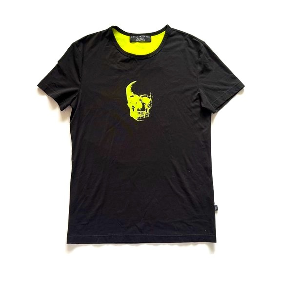 Philipp Plein Homme Limited Edition Black/Lime Green Skull Tee Sz M - Picture 2 of 11